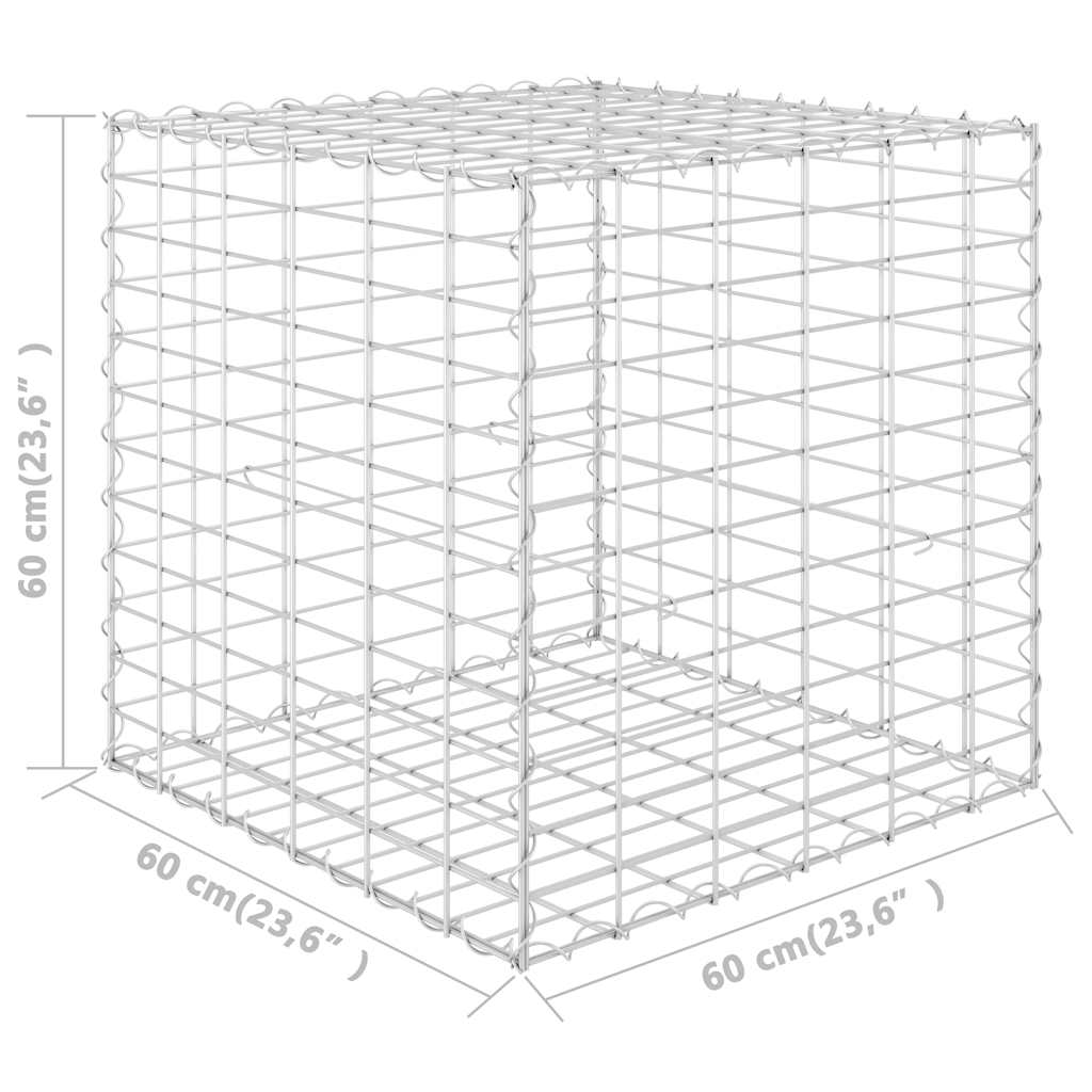 Strat înălțat cub gabion, 60 x 60 x 60 cm, sârmă de oțel