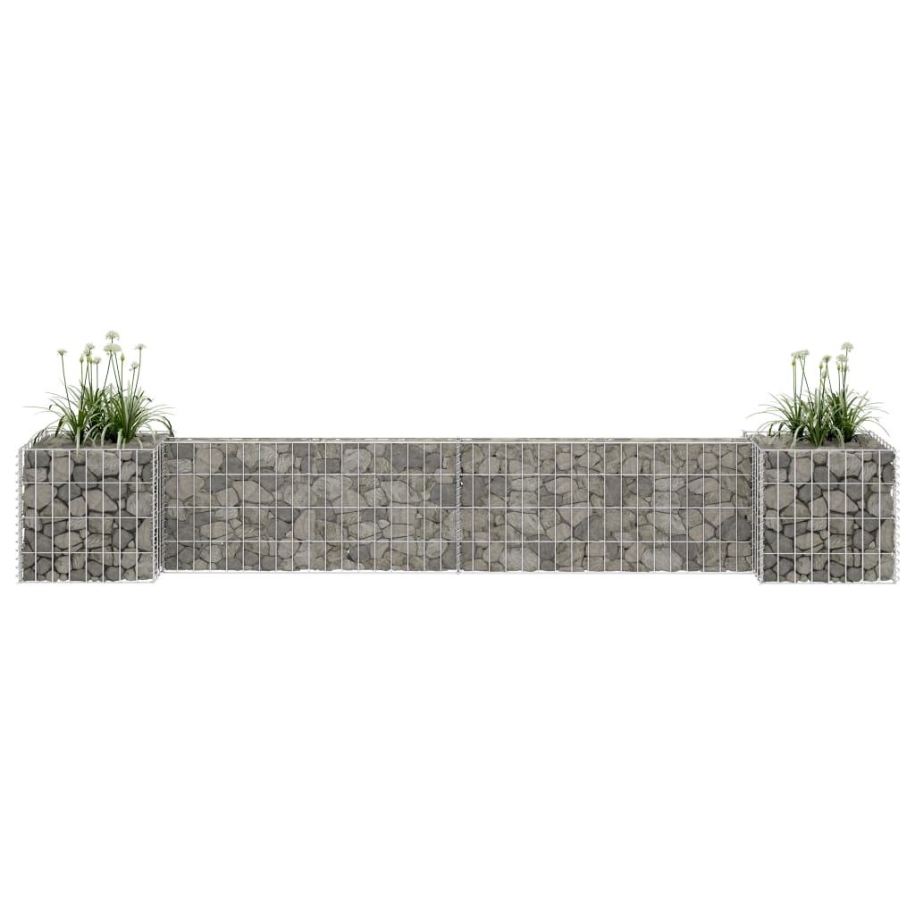 Jardinieră gabion în formă de H, 260 x 40 x 40 cm, sârmă oțel