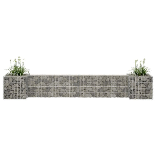 Jardinieră gabion în formă de H, 260 x 40 x 40 cm, sârmă oțel