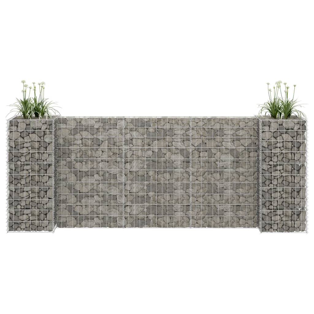 Jardinieră gabion în formă de H, 260 x 40 x 100 cm, sârmă oțel