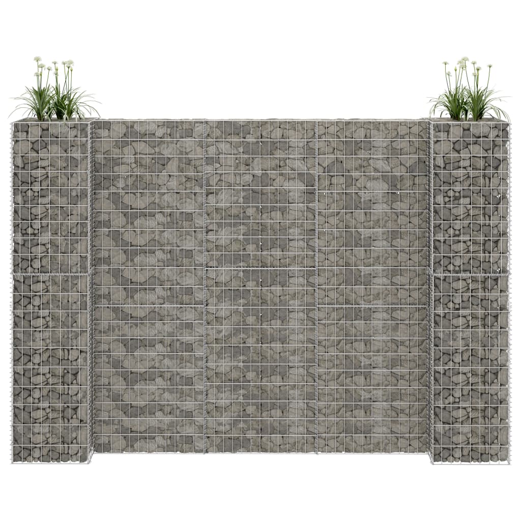 Jardinieră gabion în formă de H, 260 x 40 x 200 cm, sârmă oțel