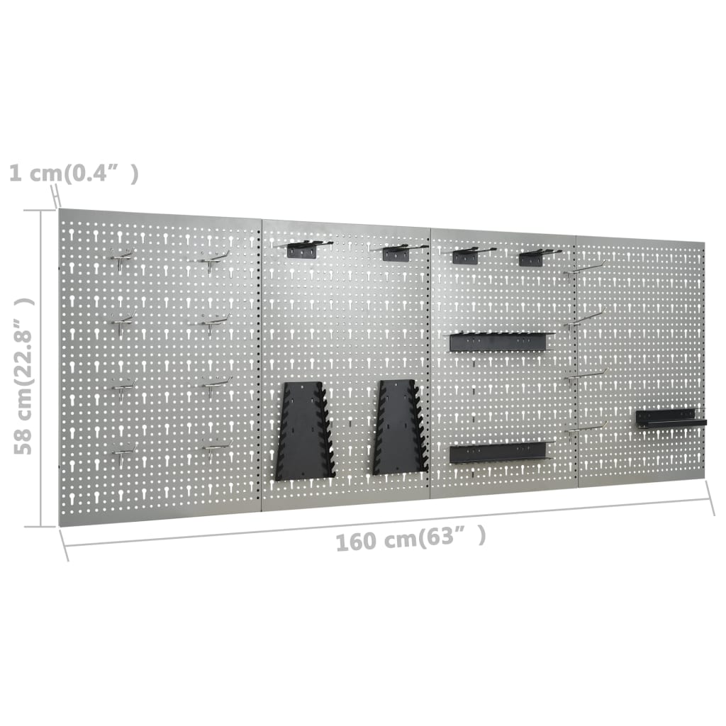 Panouri pentru scule de perete, 4 buc., 40 x 58 cm, oțel