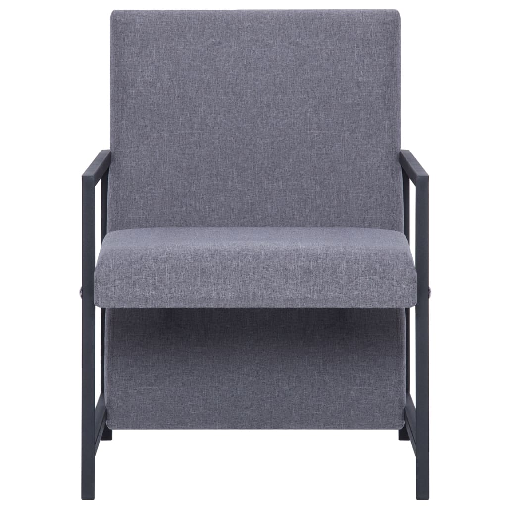Fotoliu cu picioare cromate, gri deschis, textil