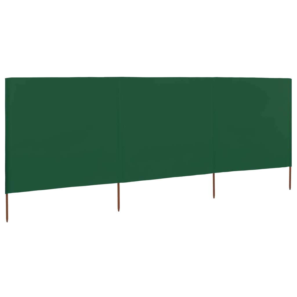 Paravan anti-vânt cu 3 panouri, verde, 400 x 80 cm, textil