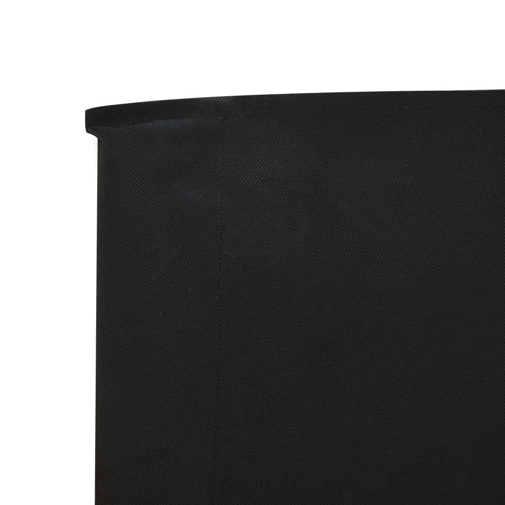 Paravan anti-vânt cu 6 panouri, negru, 800 x 160 cm, textil