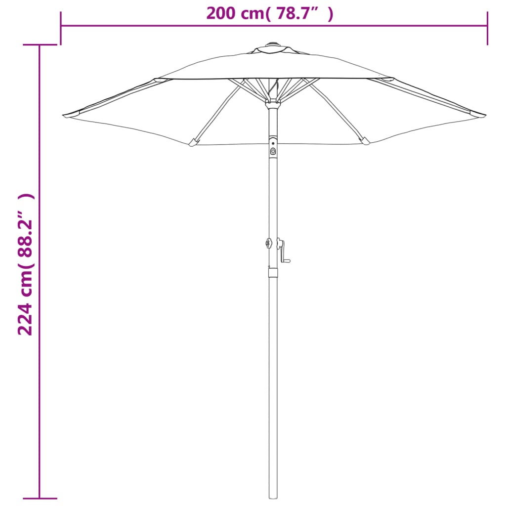 Umbrelă de soare, nisipiu, 200 x 224 cm, aluminiu