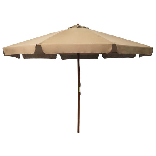 Umbrelă de soare de exterior, stâlp din lemn, gri taupe, 330 cm