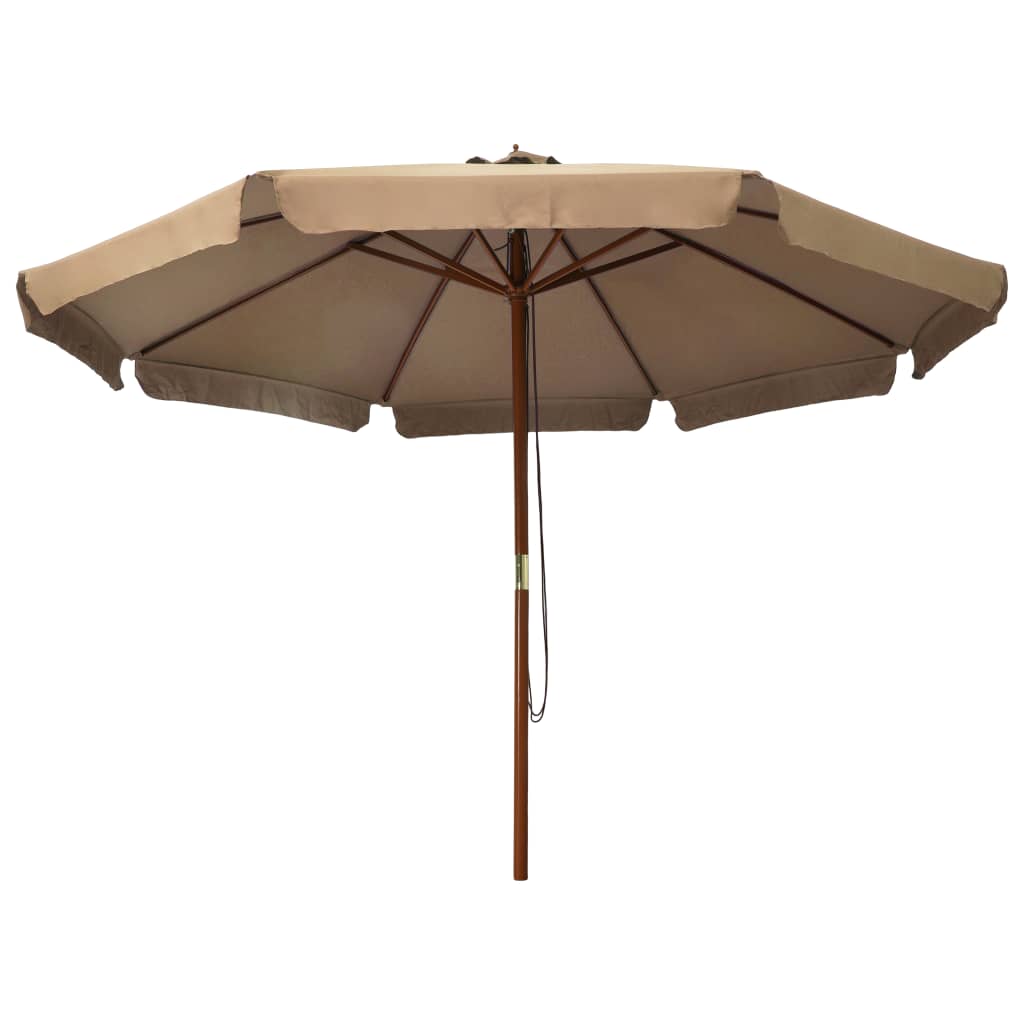 Umbrelă de soare de exterior, stâlp din lemn, gri taupe, 330 cm