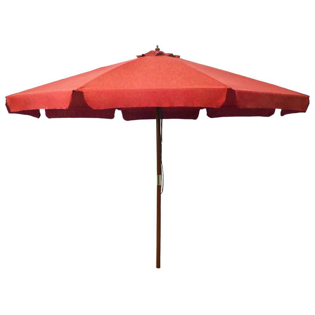 Umbrelă de soare de exterior, stâlp lemn, cărămiziu, 330 cm