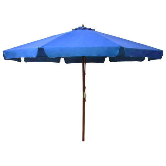 Umbrelă de soare de exterior, stâlp lemn, azuriu, 330 cm