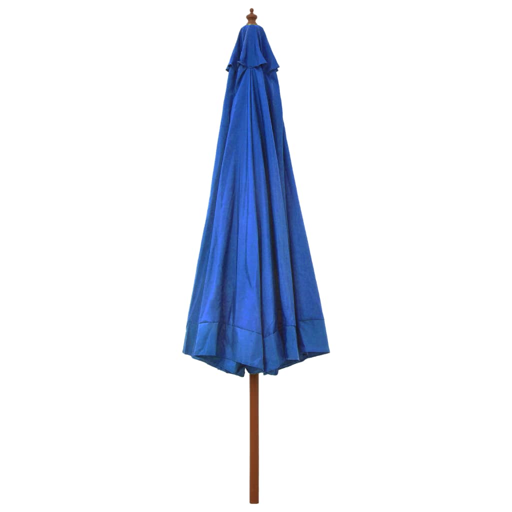 Umbrelă de soare de exterior, stâlp lemn, azuriu, 330 cm