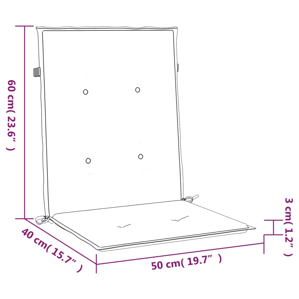 Perne cu spătar mic, 2 buc. roșu 100x50x3 cm textil oxford