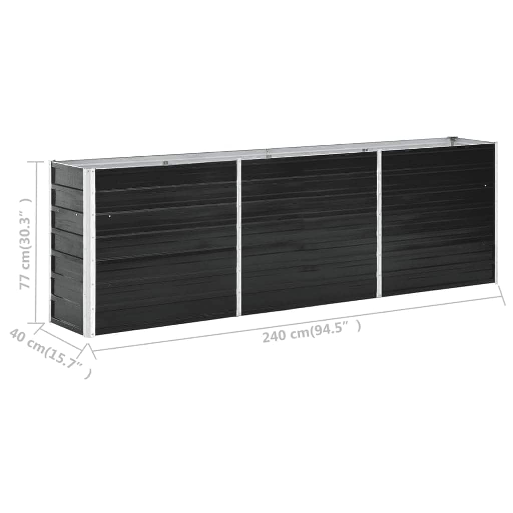 Strat înălțat de grădină antracit 240x40x77 cm oțel galvanizat