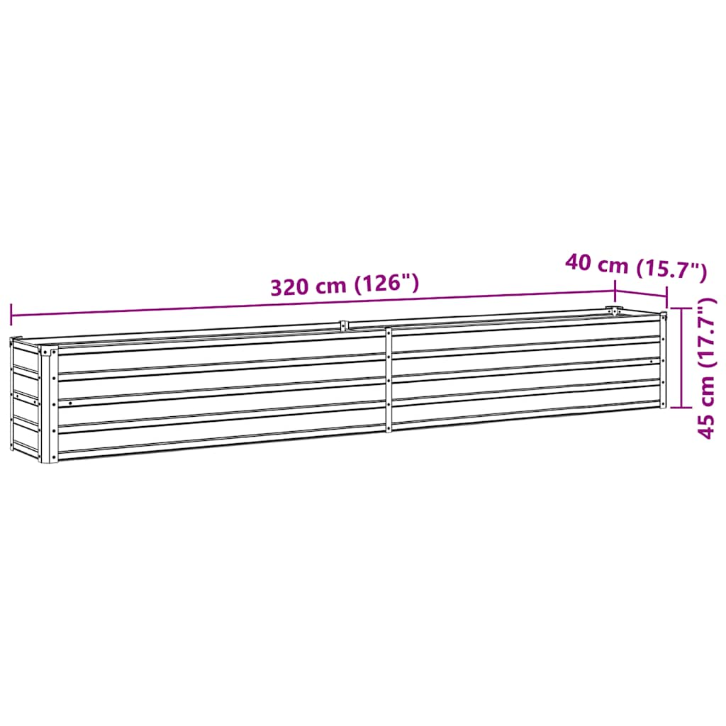 Strat înălțat de grădină antracit 320x40x45 cm oțel galvanizat