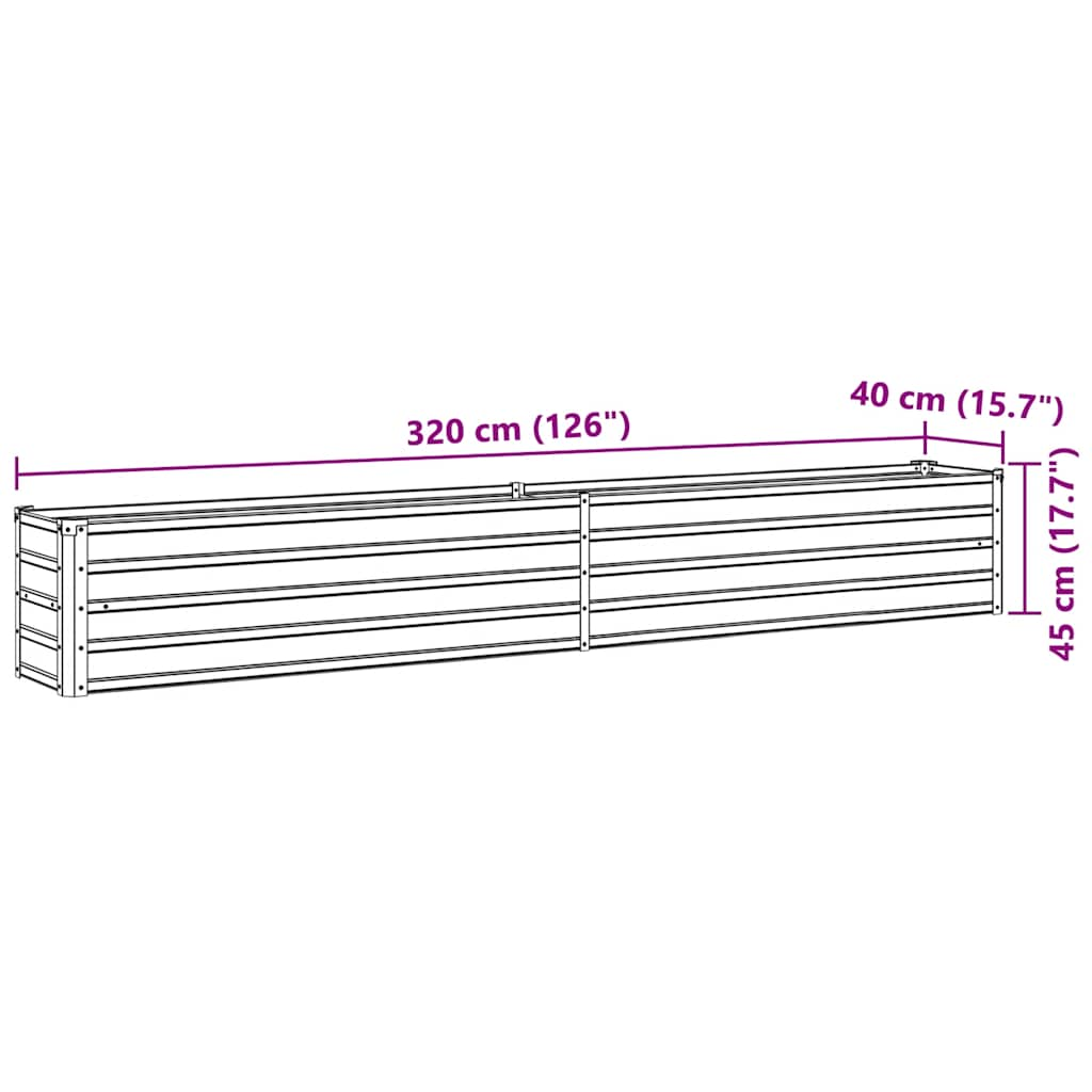 Strat înălțat de grădină antracit 320x40x45 cm oțel galvanizat