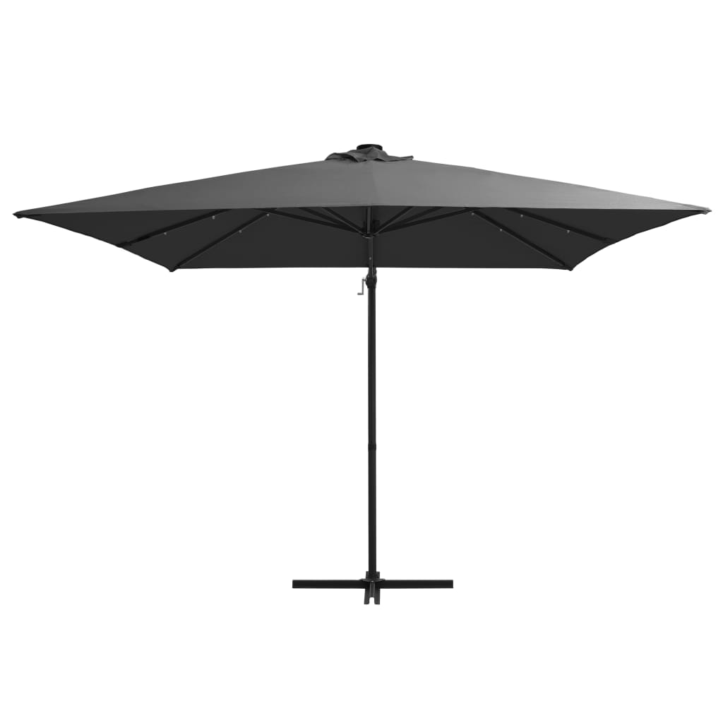 Umbrelă în consolă cu LED, stâlp din oțel, antracit, 250x250 cm