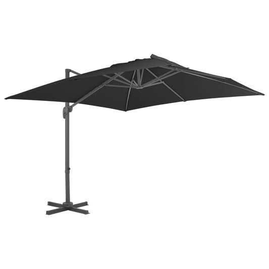 Umbrelă în consolă cu stâlp din aluminiu, negru, 3x3 m