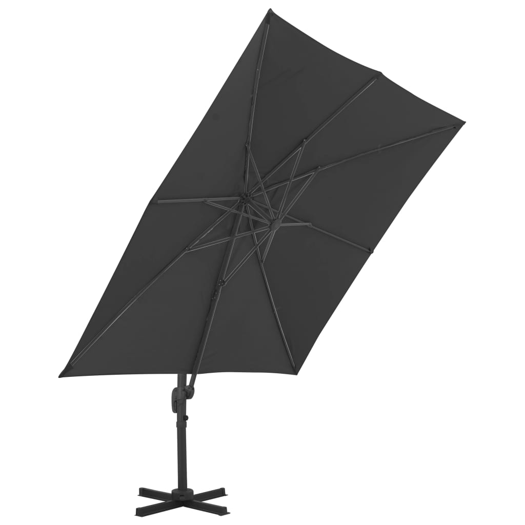 Umbrelă în consolă cu stâlp din aluminiu, negru, 3x3 m