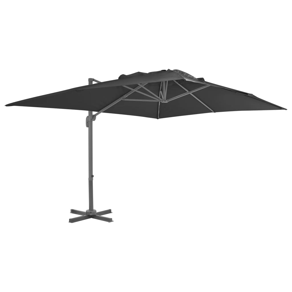 Umbrelă în consolă cu stâlp din aluminiu, negru, 4x3 m