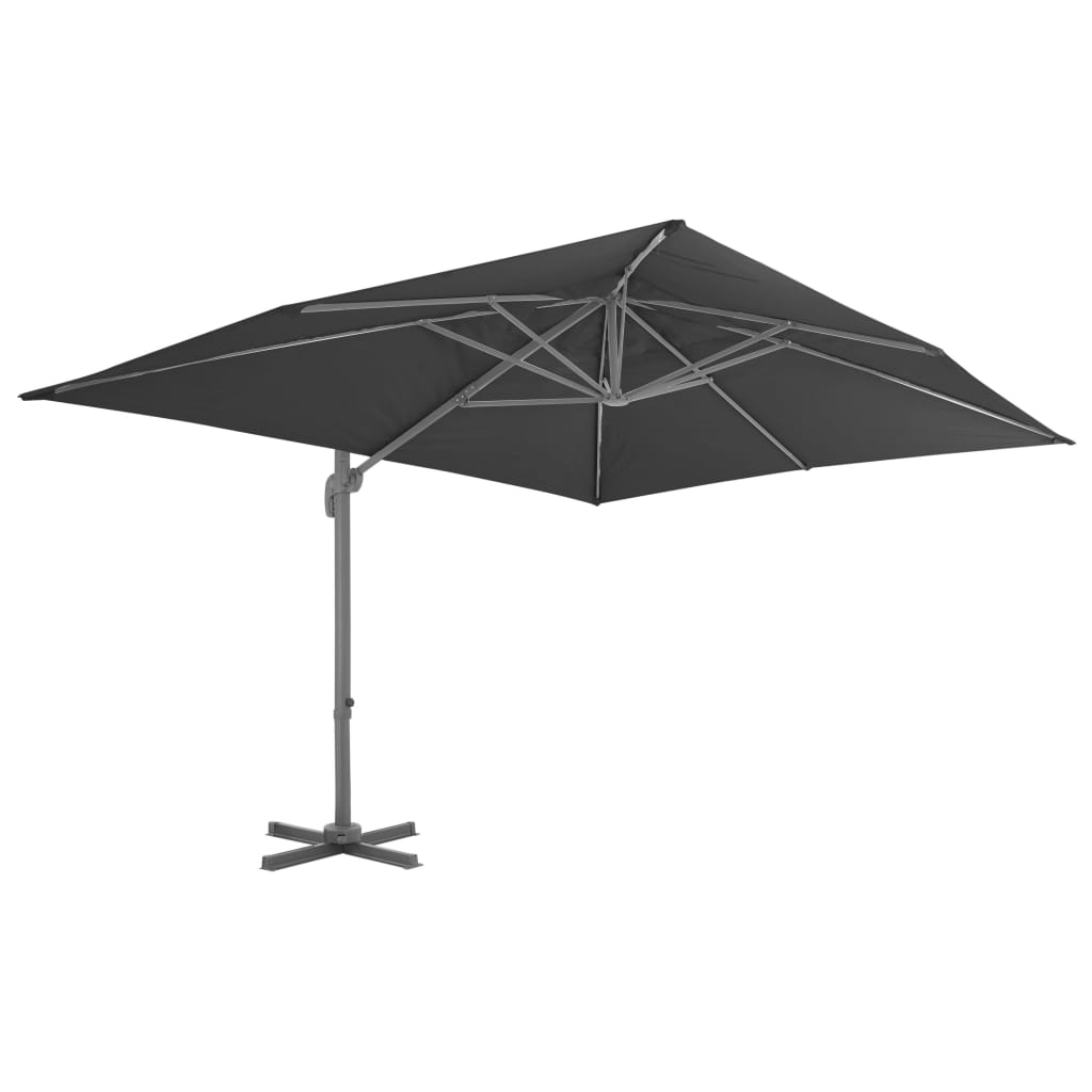 Umbrelă în consolă cu stâlp din aluminiu, negru, 4x3 m