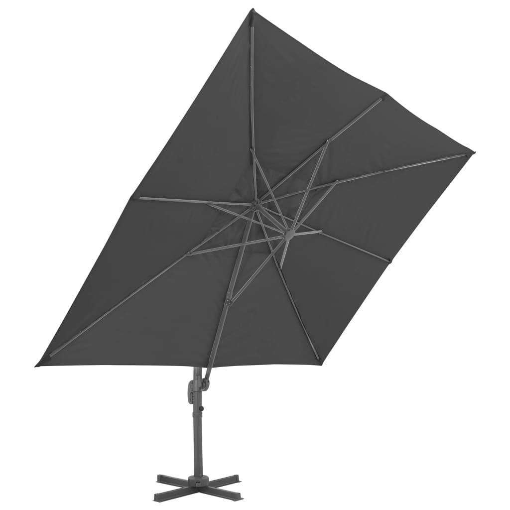 Umbrelă în consolă cu stâlp din aluminiu, negru, 4x3 m