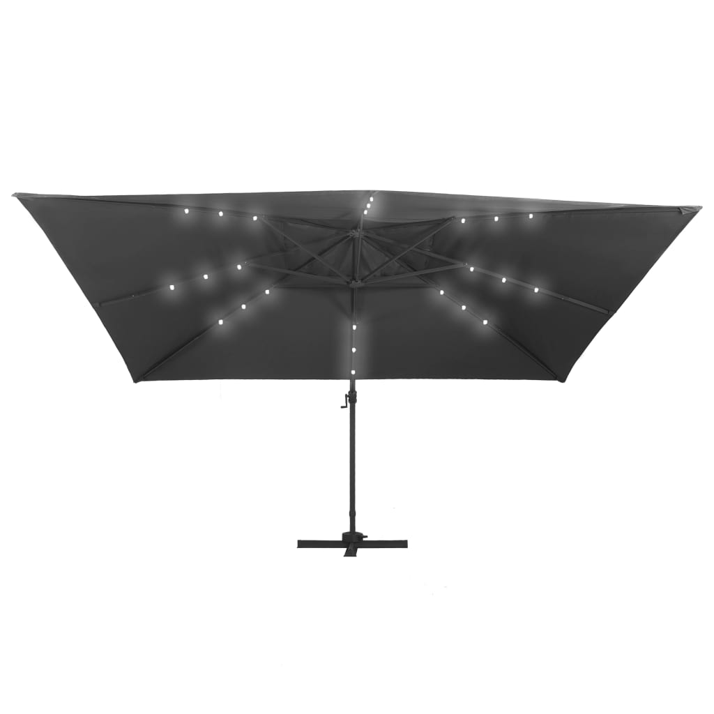 Umbrelă în consolă cu LED stâlp din aluminiu antracit 400x300cm