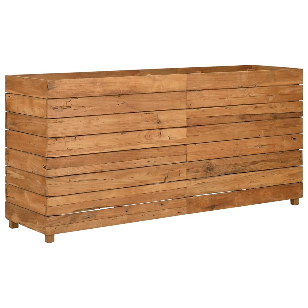 Strat înălțat, 150x40x72 cm, lemn de tec reciclat și oțel