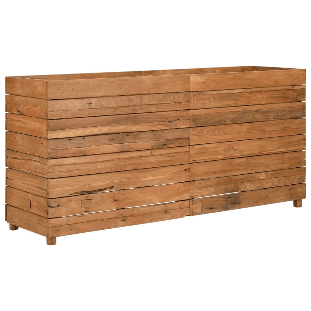 Strat înălțat, 150x40x72 cm, lemn de tec reciclat și oțel