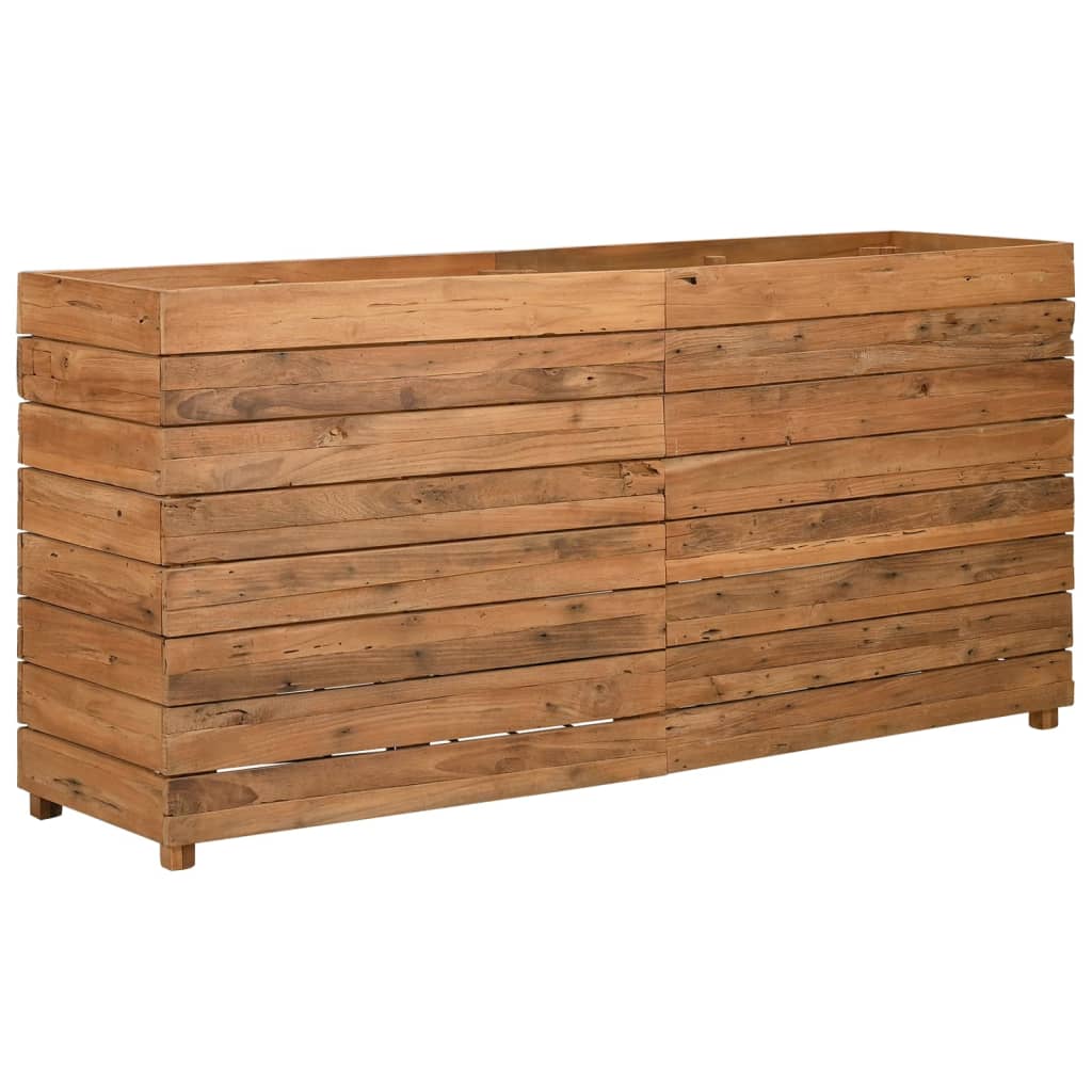 Strat înălțat, 150x40x72 cm, lemn de tec reciclat și oțel