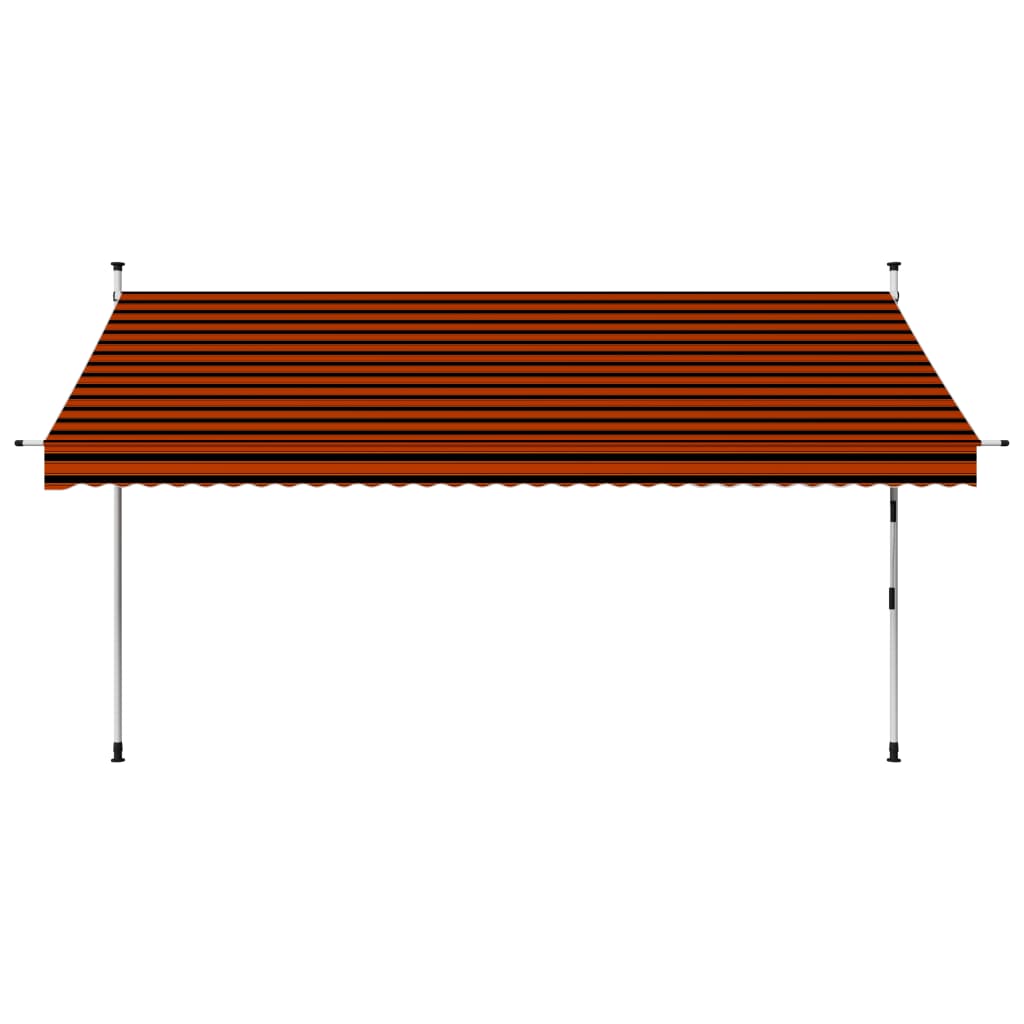 Manual retractable awning, orange and brown, 350 cm