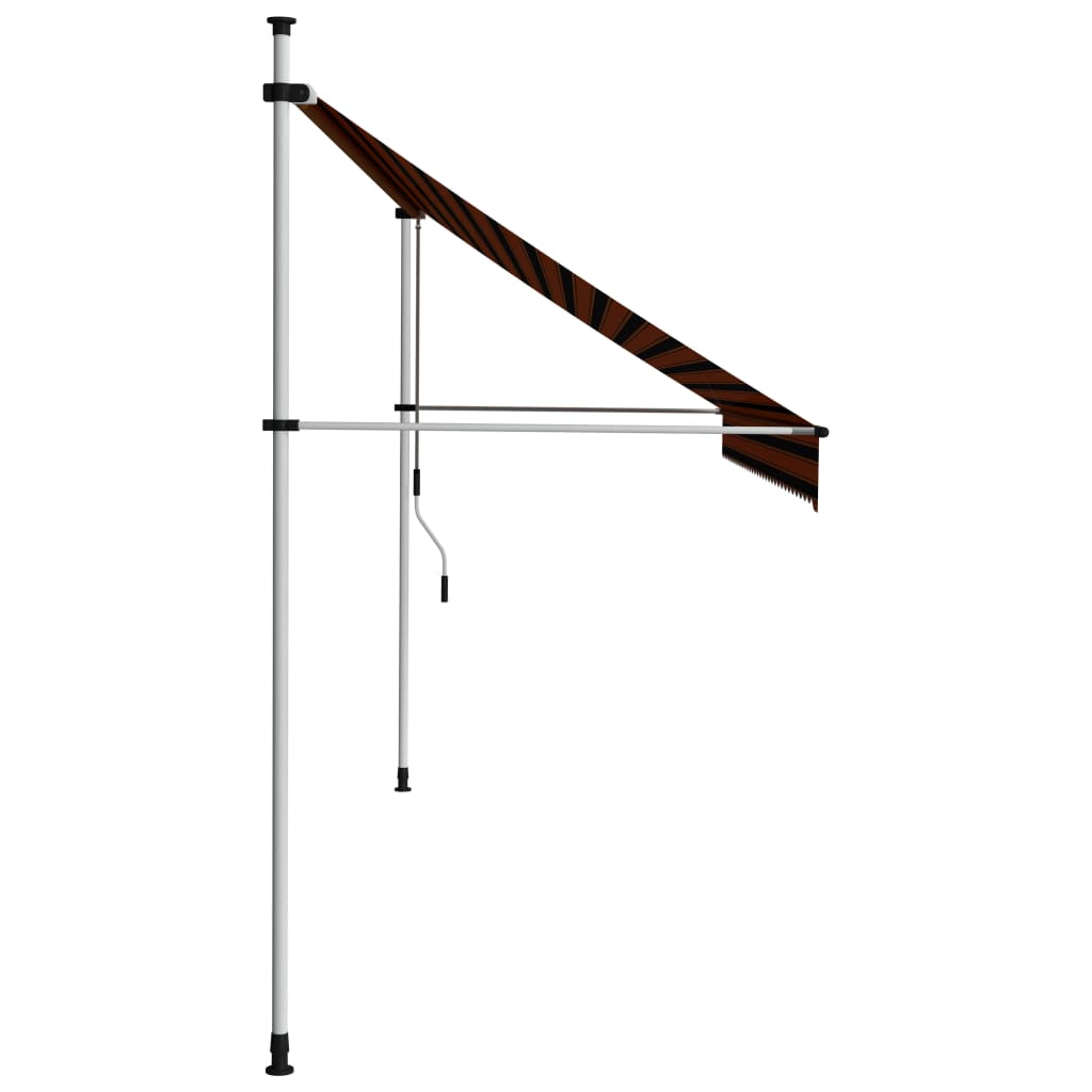 Manual retractable awning, orange and brown, 350 cm