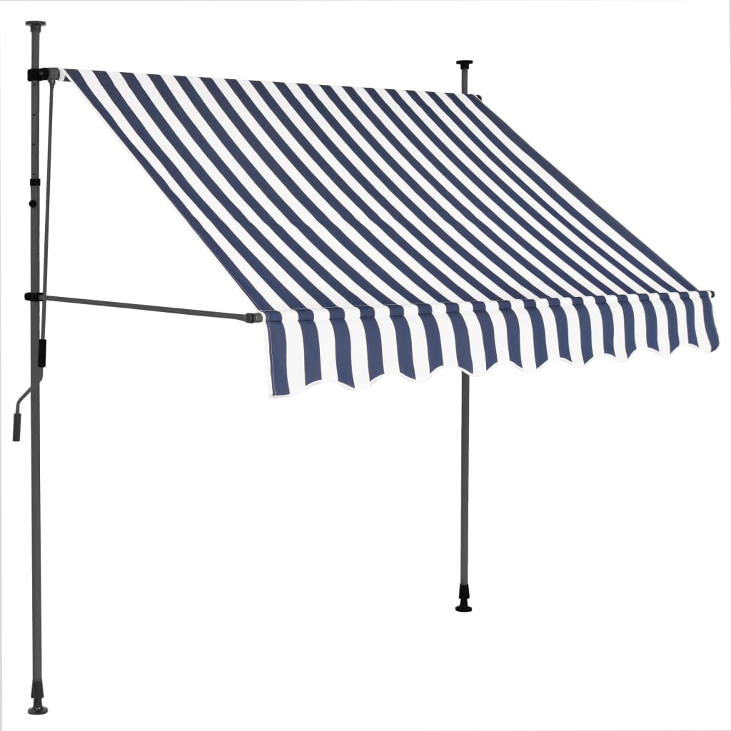 Copertină retractabilă manual cu LED, albastru & alb, 100 cm