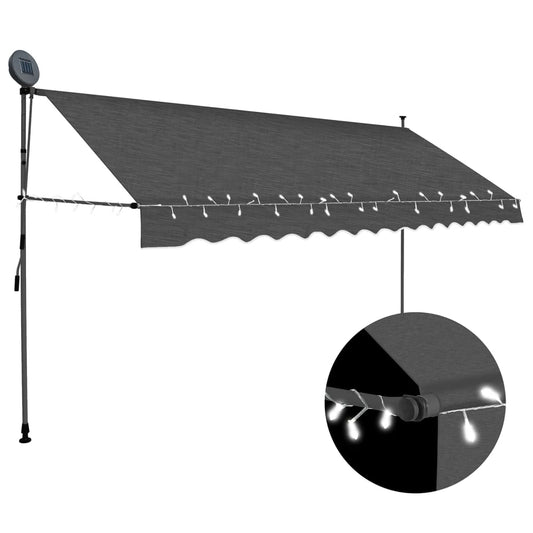 Copertină retractabilă manual cu LED, antracit, 350 cm