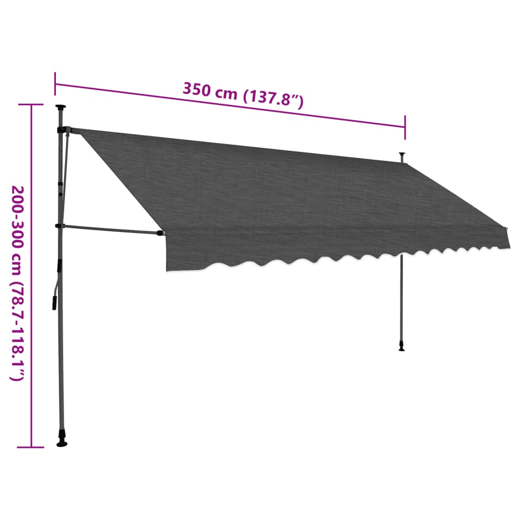 Copertină retractabilă manual cu LED, antracit, 350 cm