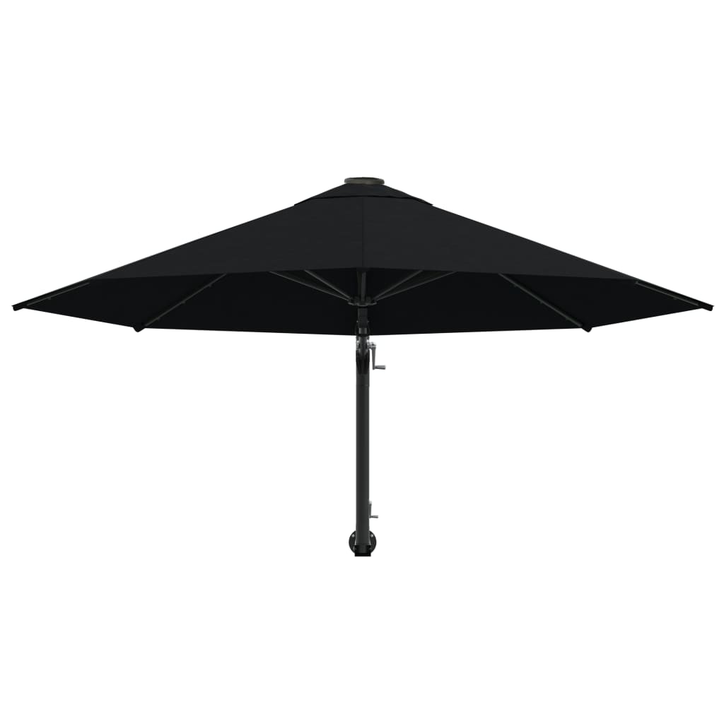 Umbrelă de soare de perete cu stâlp metalic, negru, 300 cm