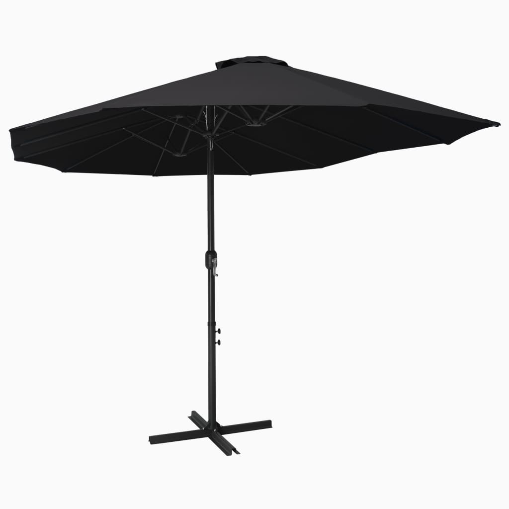 Umbrelă de soare exterior cu stâlp aluminiu, negru, 460x270 cm