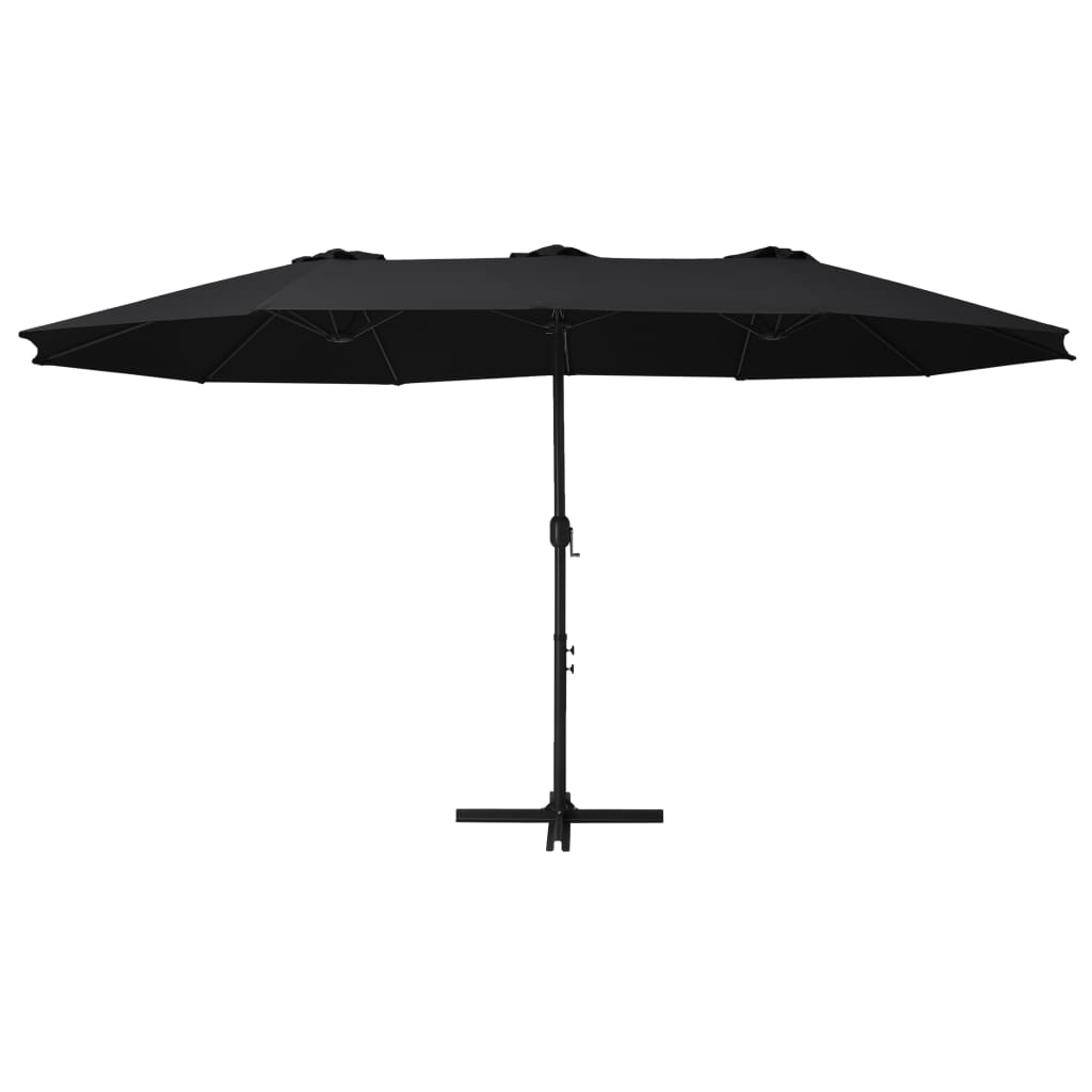 Umbrelă de soare exterior cu stâlp aluminiu, negru, 460x270 cm