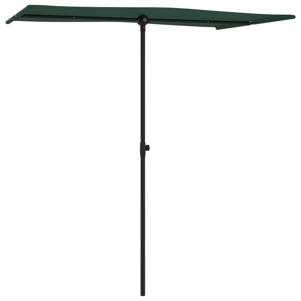 Umbrelă de soare de grădină, stâlp aluminiu, verde, 180x110 cm