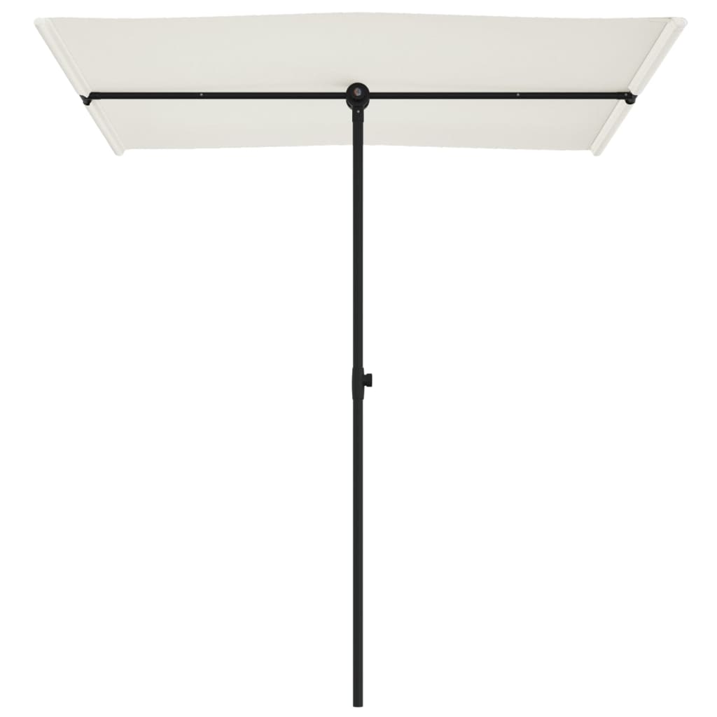 Umbrelă de soare grădină stâlp aluminiu alb nisipiu 180x110 cm