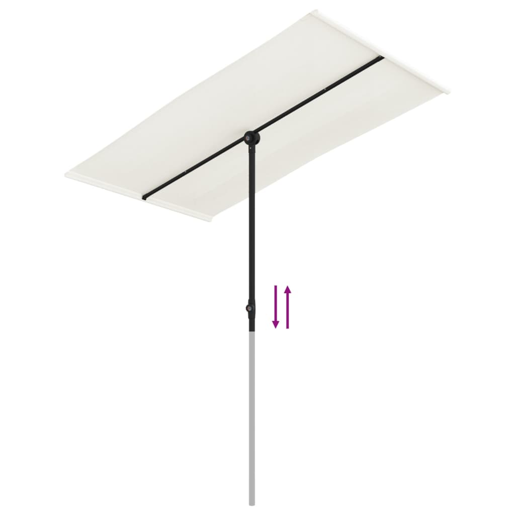 Umbrelă de soare grădină stâlp aluminiu alb nisipiu 180x110 cm