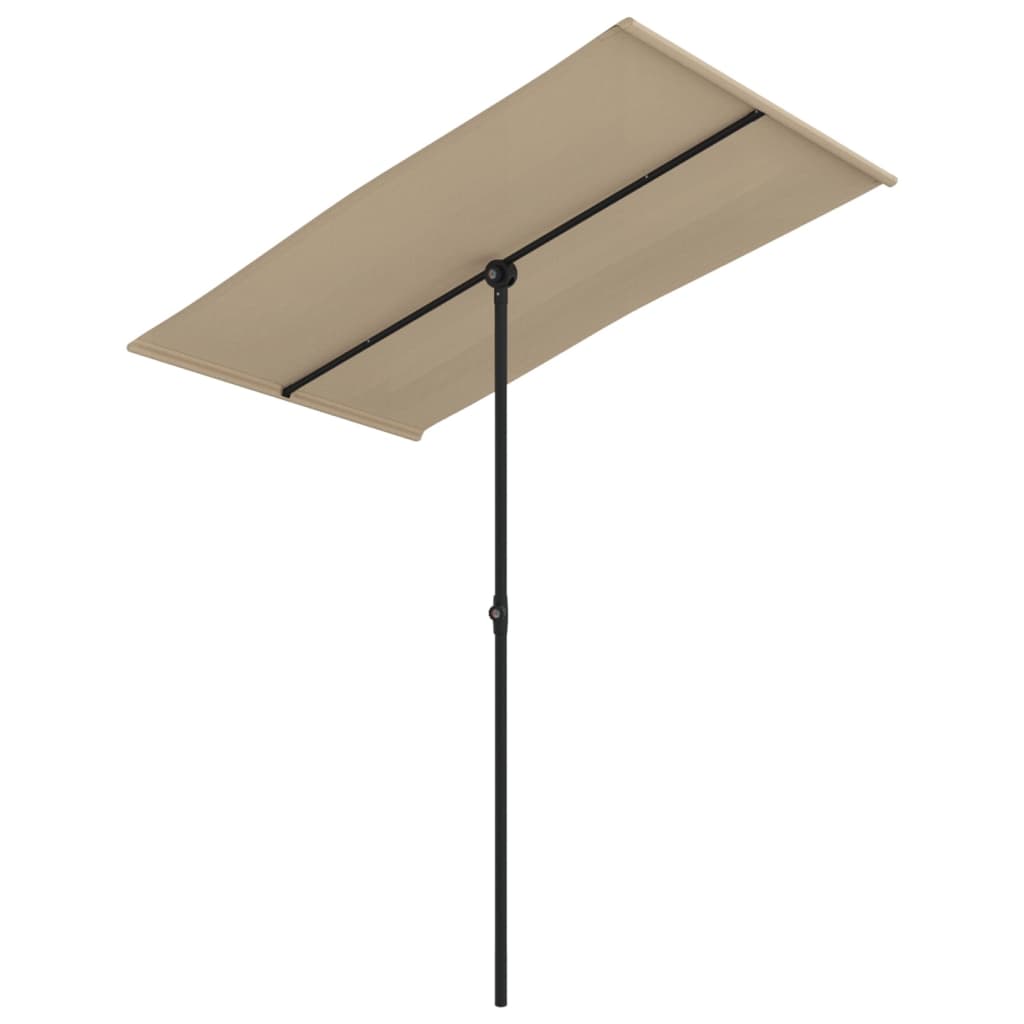 Umbrelă de soare de grădină, stâlp aluminiu, taupe, 180x110 cm