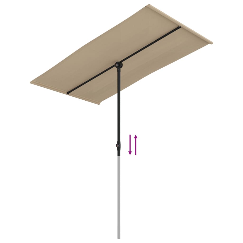 Umbrelă de soare de grădină, stâlp aluminiu, taupe, 180x110 cm