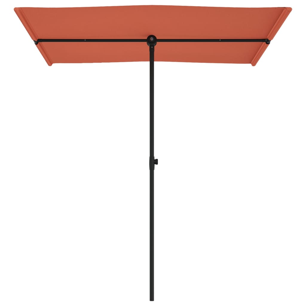 Umbrelă de soare exterior cu stâlp aluminiu cărămiziu 180x110cm