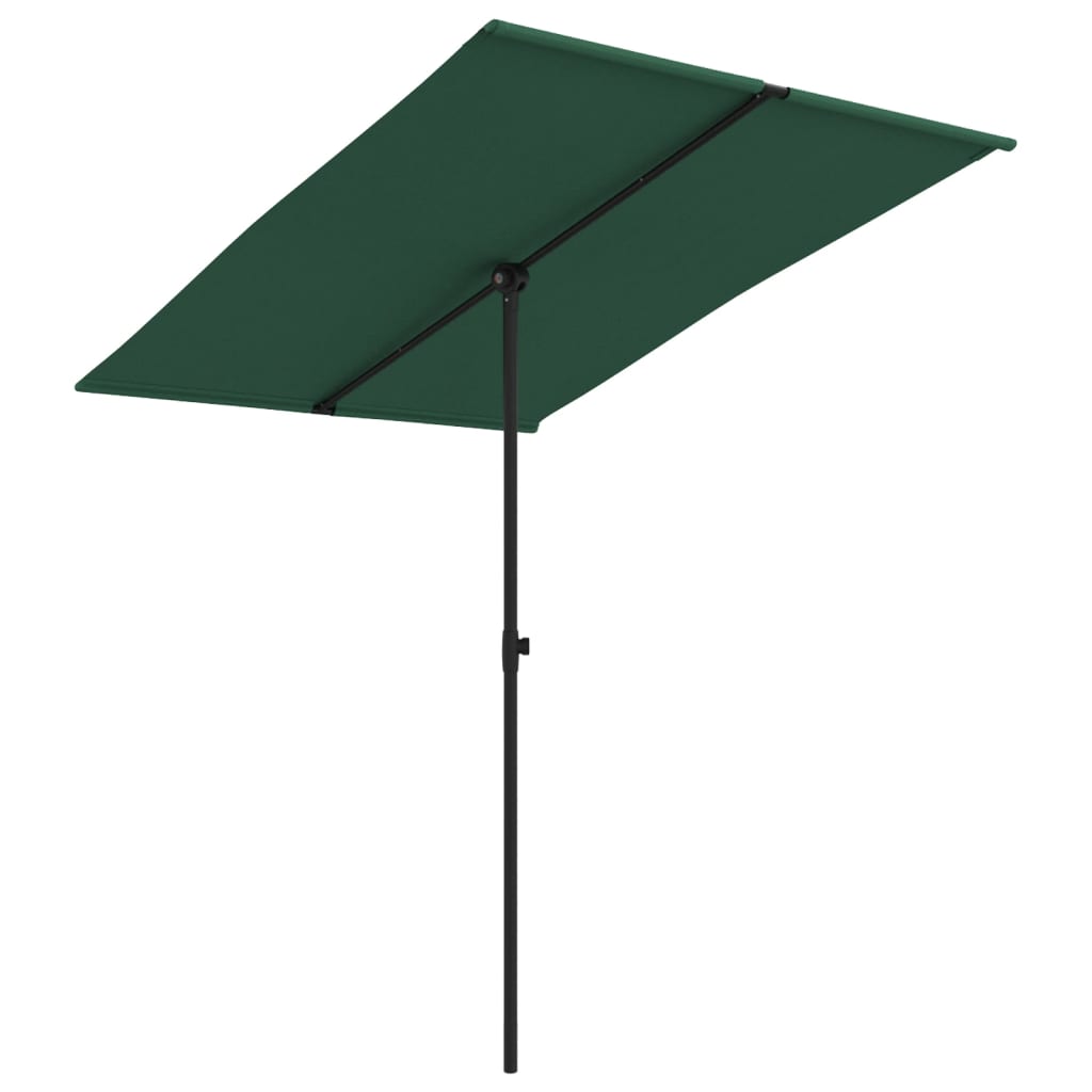 Umbrelă de soare de grădină, stâlp aluminiu, verde, 2x1,5 cm