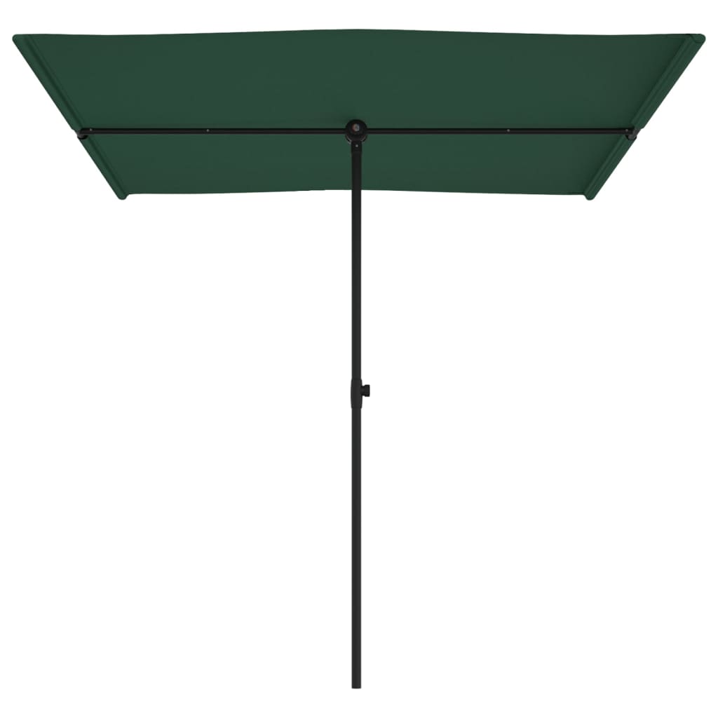 Umbrelă de soare de grădină, stâlp aluminiu, verde, 2x1,5 cm