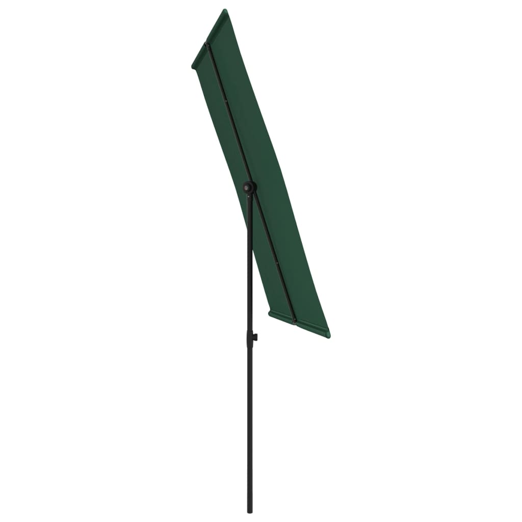 Umbrelă de soare de grădină, stâlp aluminiu, verde, 2x1,5 cm