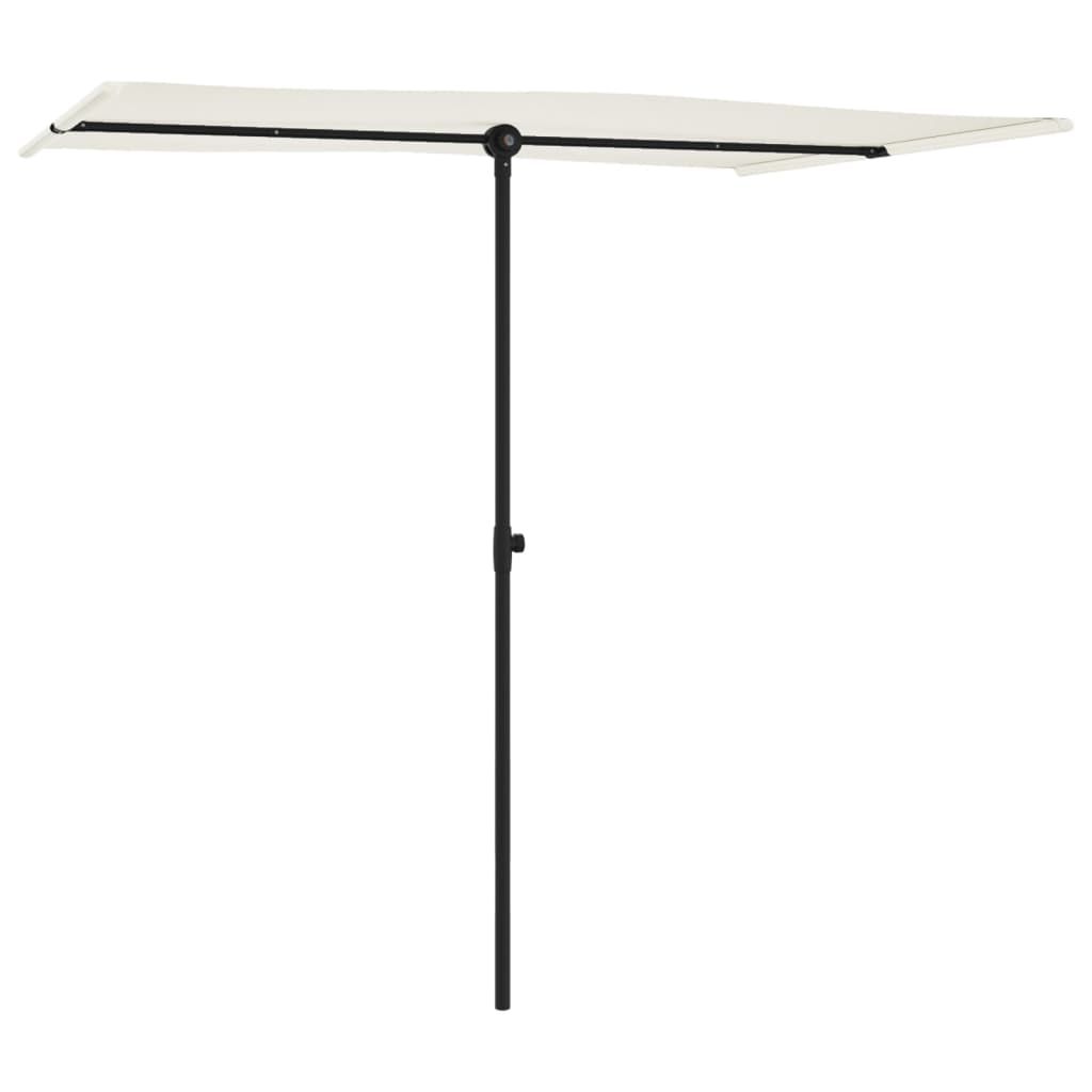 Umbrelă de soare de grădină stâlp aluminiu alb nisipiu 2x1,5 m