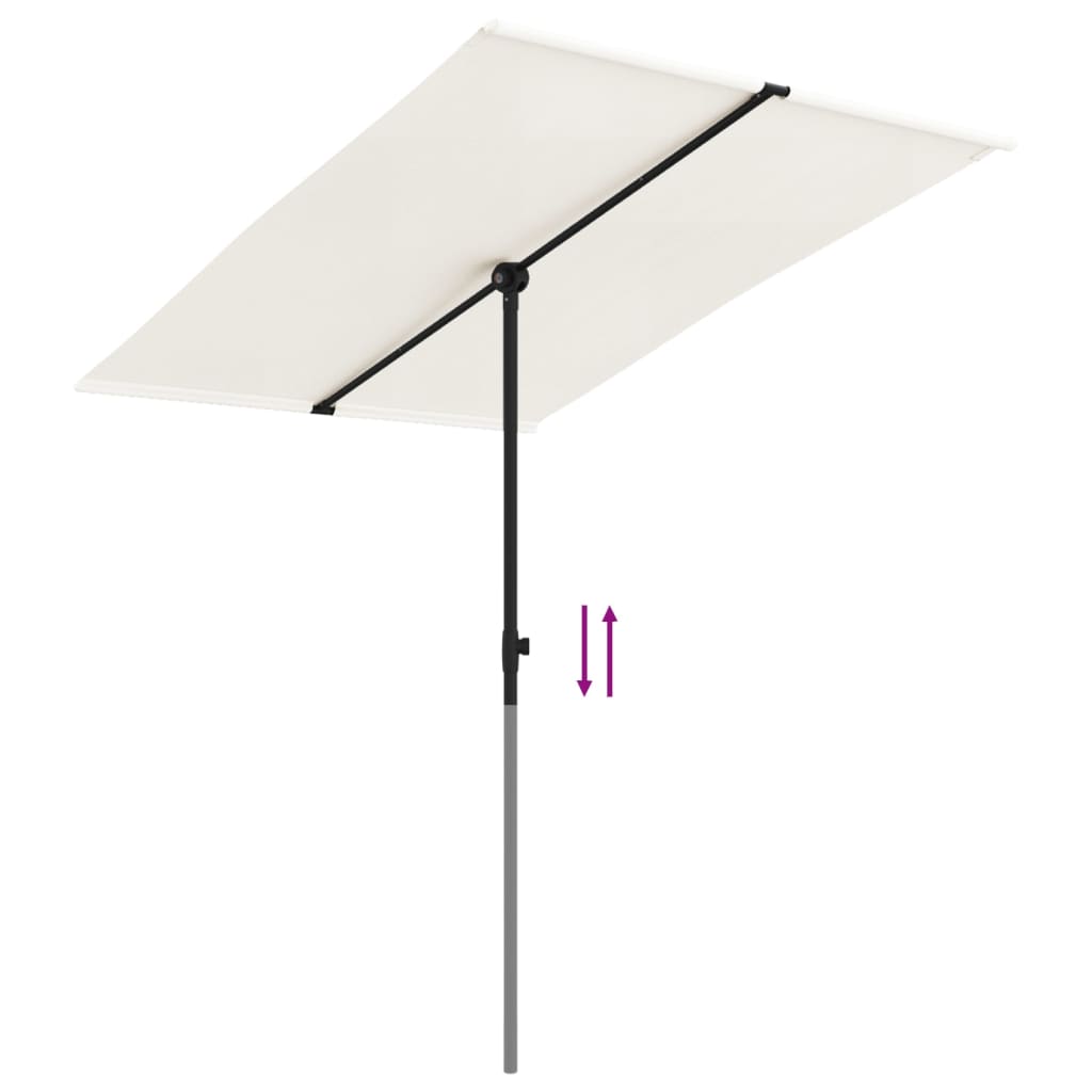 Umbrelă de soare de grădină stâlp aluminiu alb nisipiu 2x1,5 m