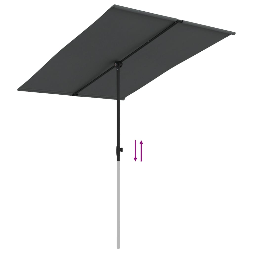 Umbrelă de soare de grădină cu stâlp aluminiu antracit 2x1,5 cm