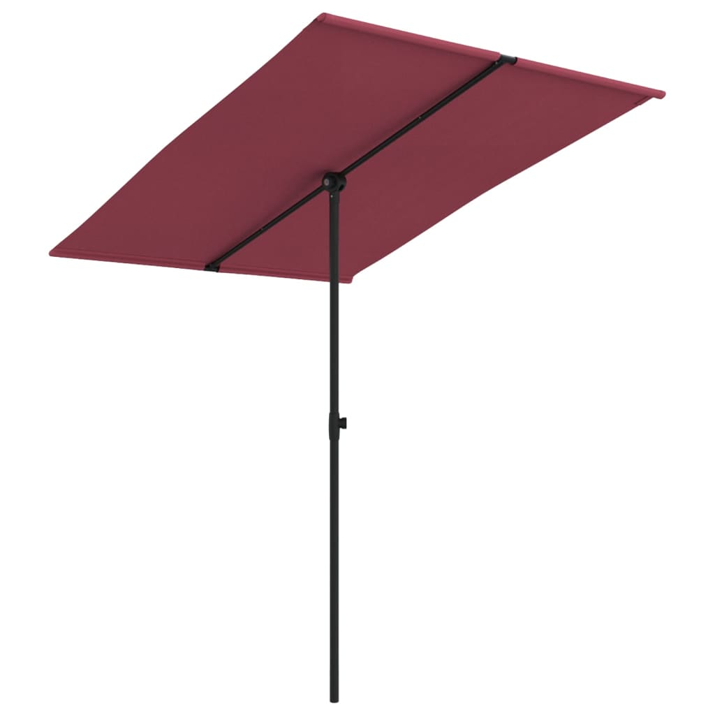 Umbrelă de soare de exterior, stâlp aluminiu, bordo, 2x1,5 cm